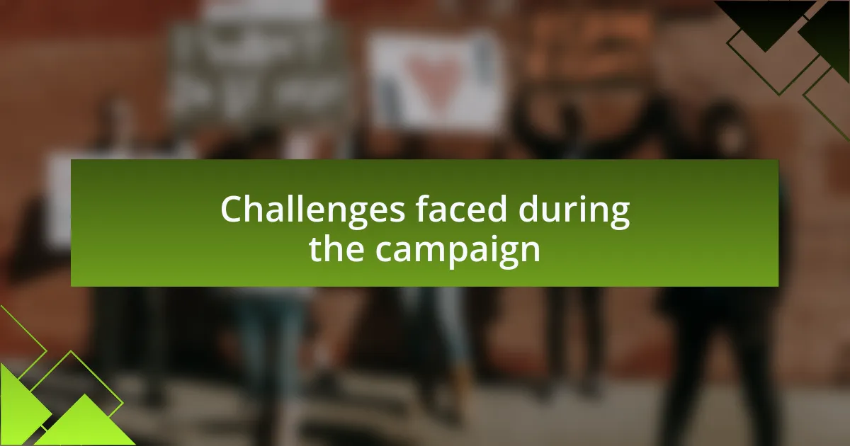 Challenges faced during the campaign
