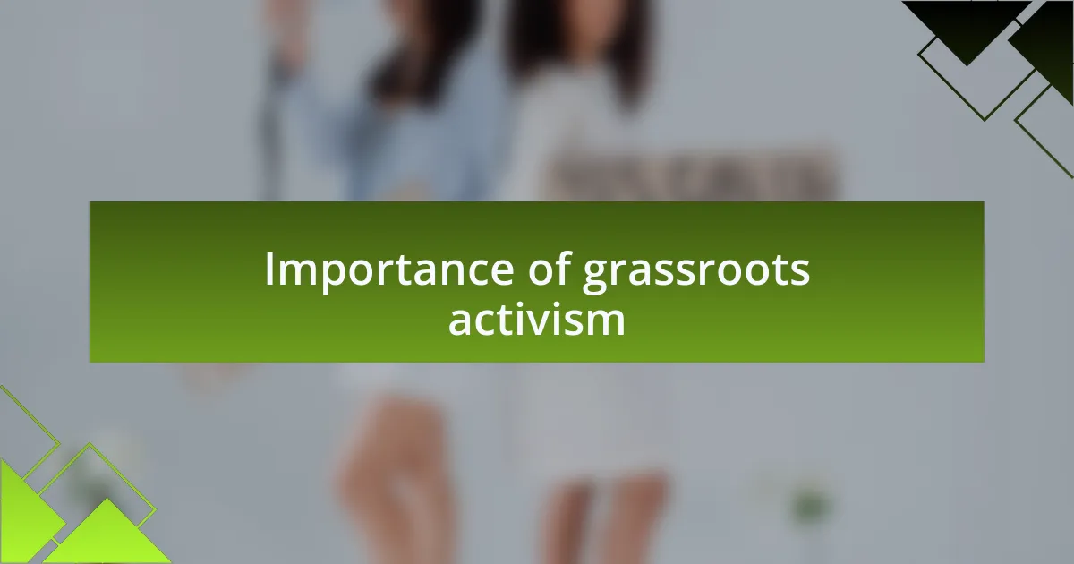 Importance of grassroots activism