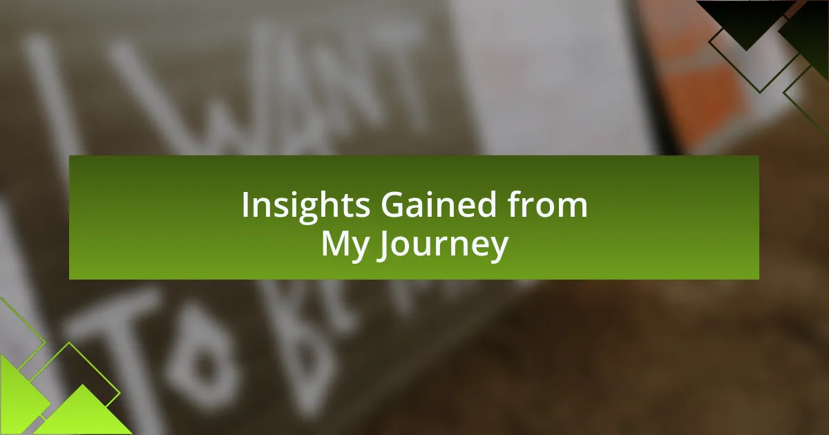 Insights Gained from My Journey