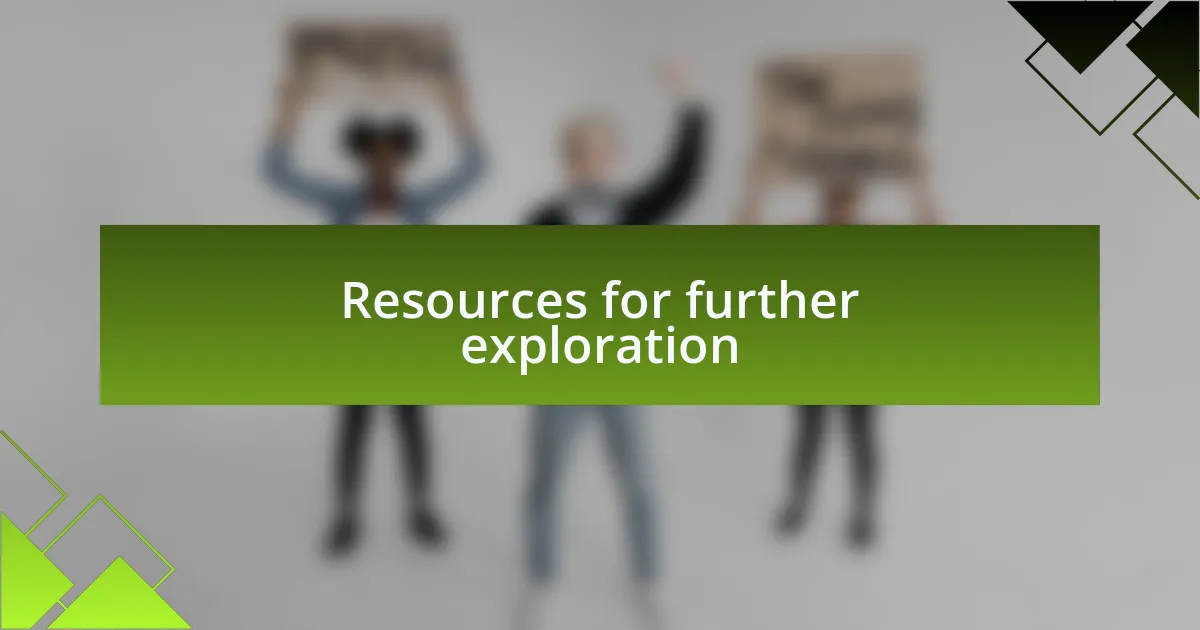 Resources for further exploration