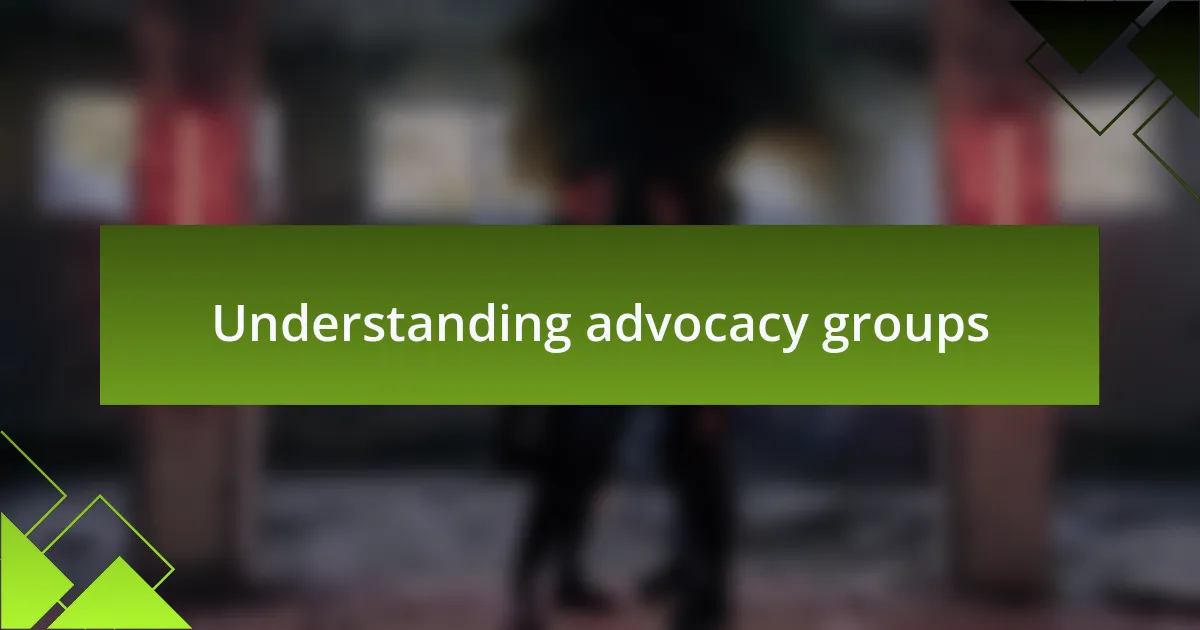 Understanding advocacy groups